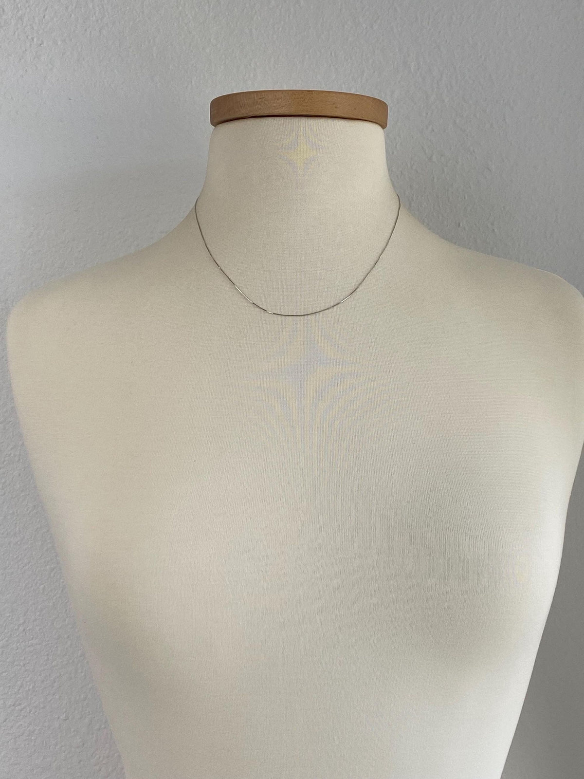 Solid 14k White Gold Dainty Box Chain Necklace - 18.25 inches