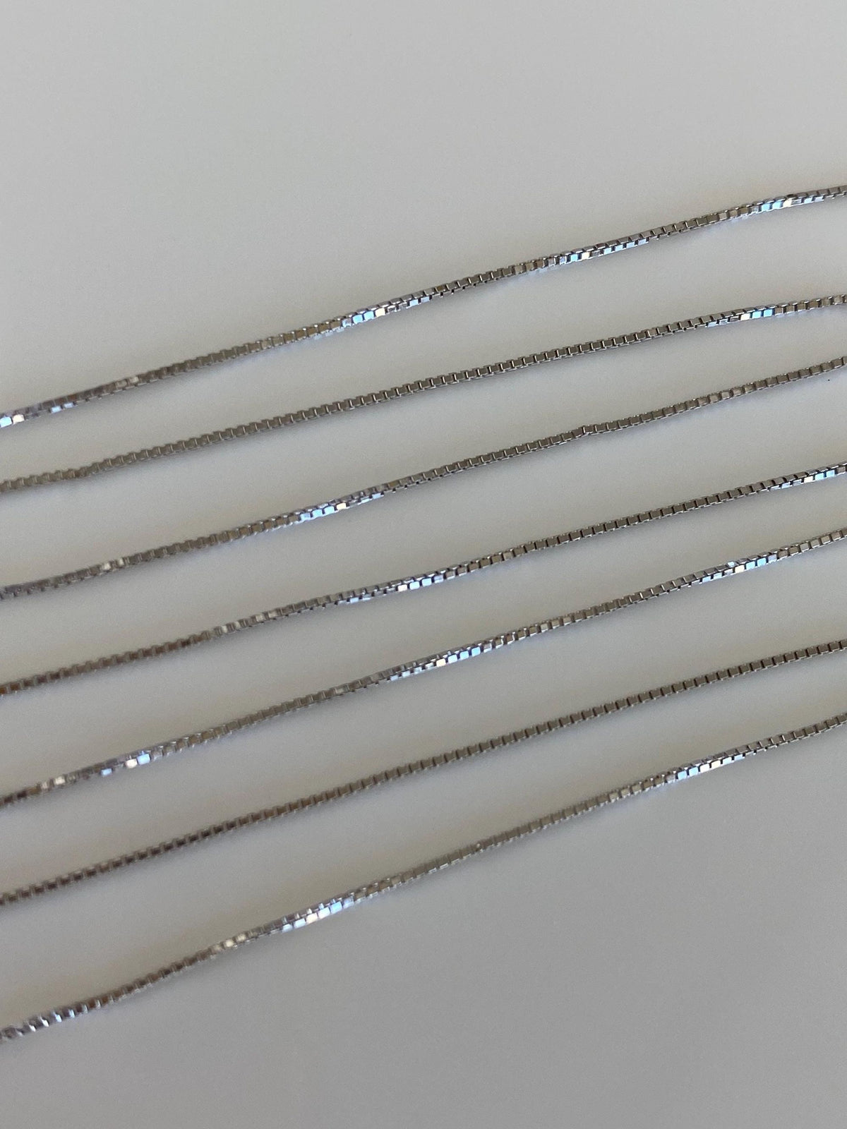 Solid 14k White Gold Dainty Box Chain Necklace - 18.25 inches