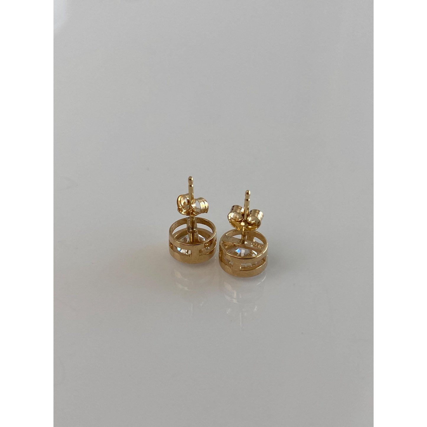 Solid 14k Yellow Gold Cubic Zirconia Stud Earrings
