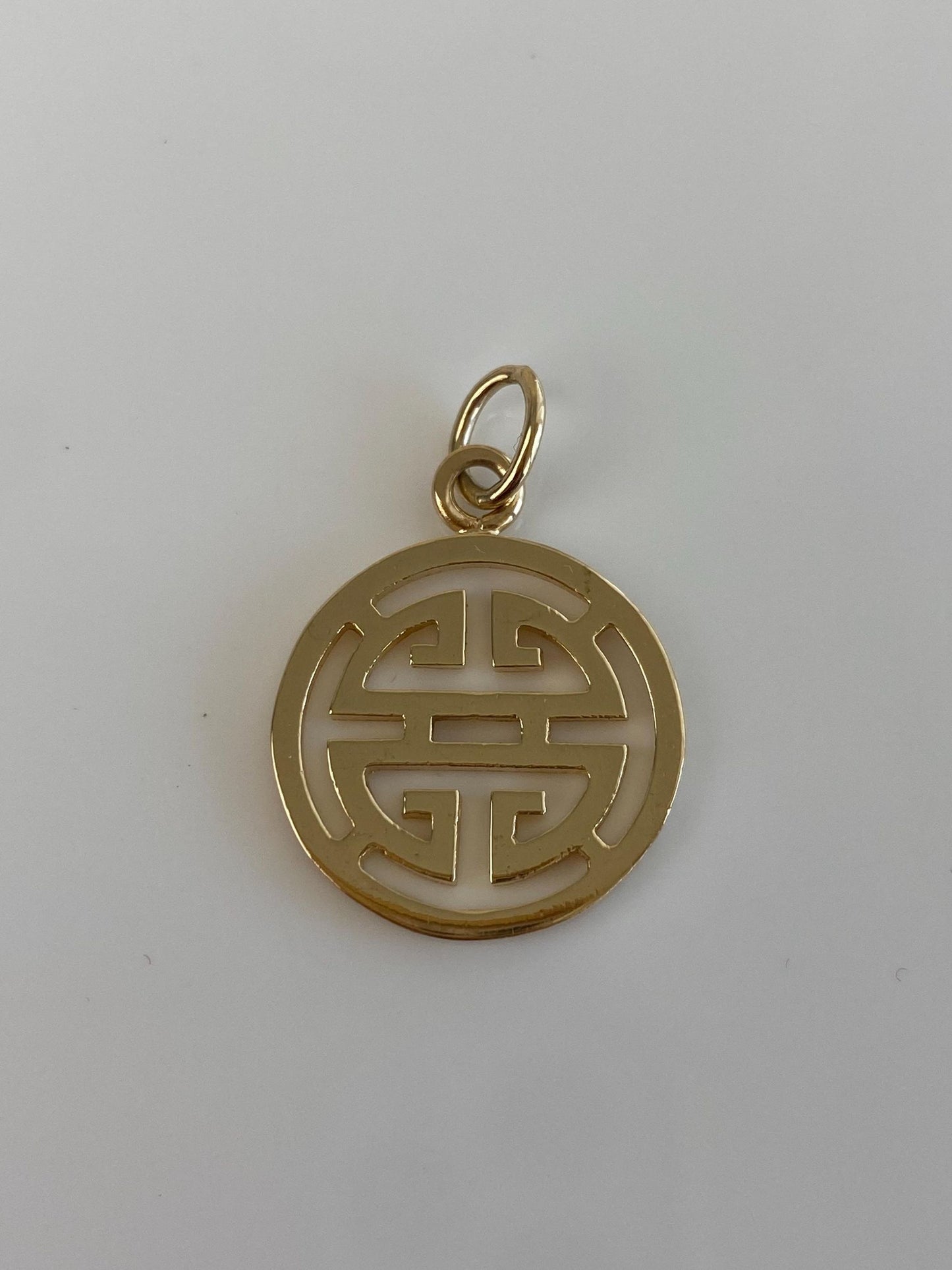 Vintage Solid 14k Yellow Gold Greek Key Open Work Charm