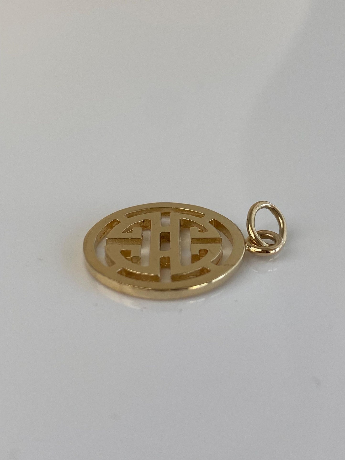 Vintage Solid 14k Yellow Gold Greek Key Open Work Charm