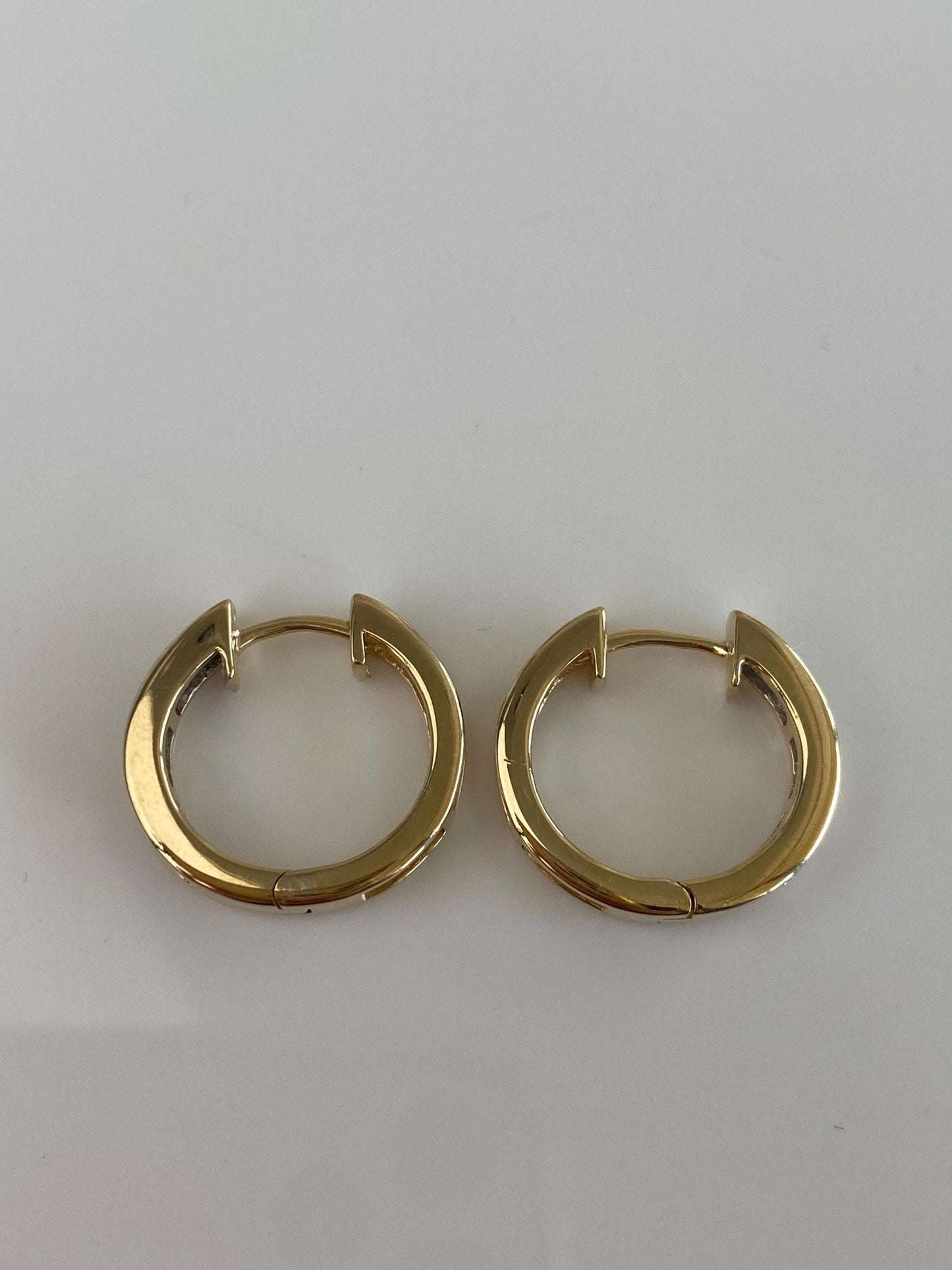 Vintage Solid 14k Yellow Gold Diamond Hoop Earrings