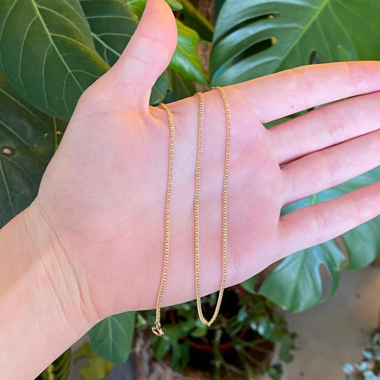 Vintage Solid 10k Yellow Gold Tight Curb Chain Necklace - 16.25 inches