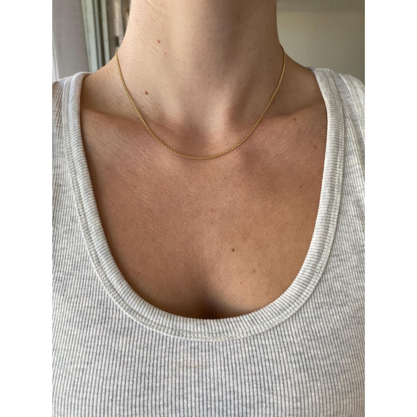 Vintage Solid 10k Yellow Gold Tight Curb Chain Necklace - 16.25 inches