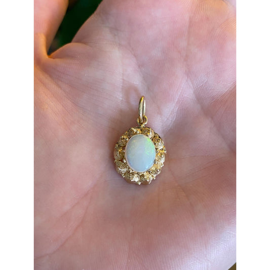 Vintage Solid 14k Yellow Gold Opal Charm