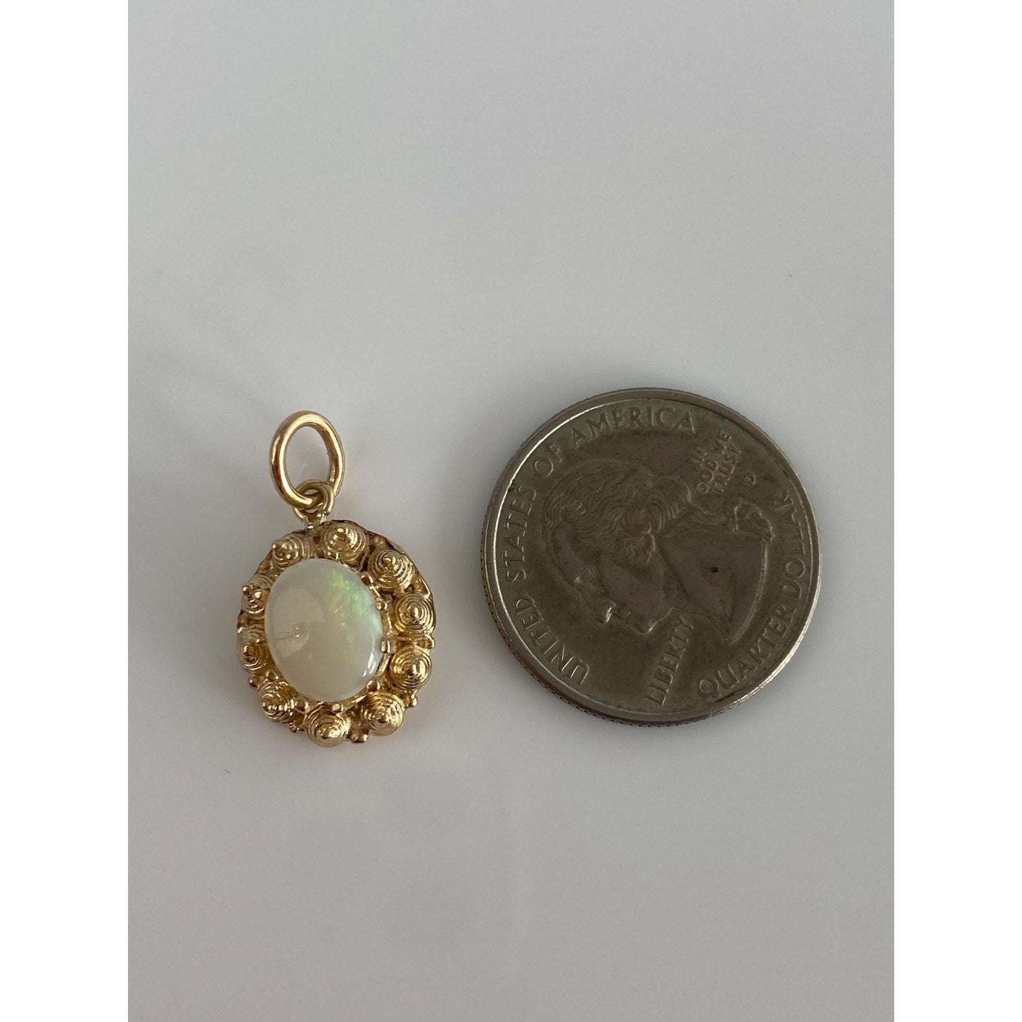 Vintage Solid 14k Yellow Gold Opal Charm