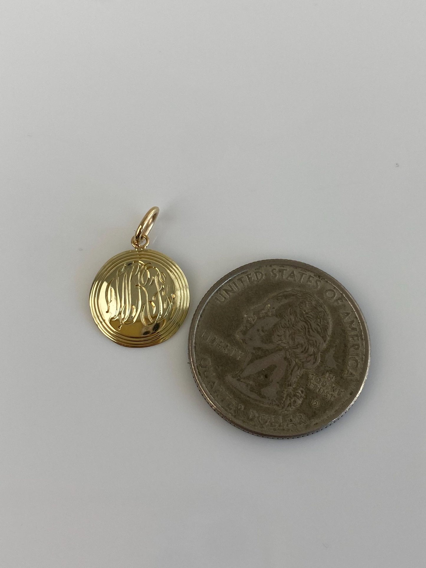 Vintage Solid 14k Yellow Gold Monogram Cufflink Conversion Charm