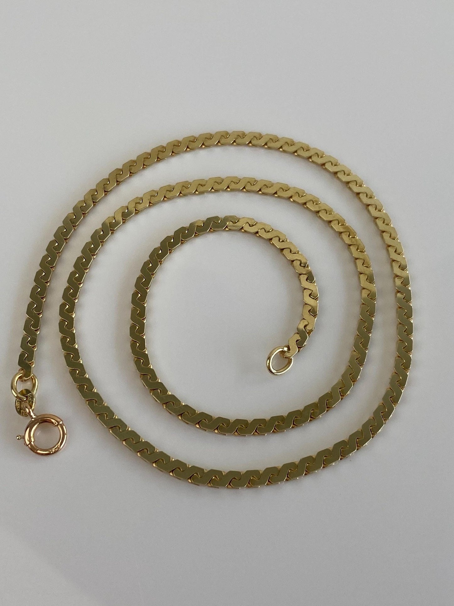 Vintage Solid 14k Yellow Gold Chunky Serpentine Chain Necklace - 17.5 inches