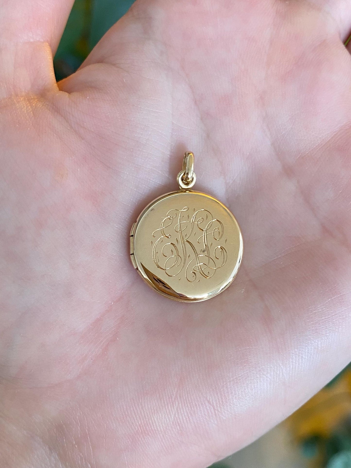 Vintage Solid 14k Yellow Gold Monogram Locket Charm