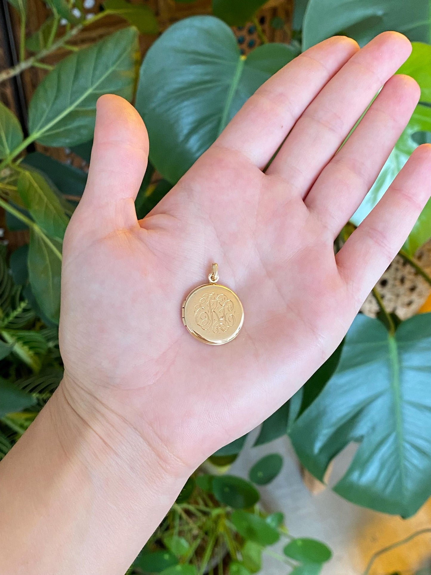 Vintage Solid 14k Yellow Gold Monogram Locket Charm