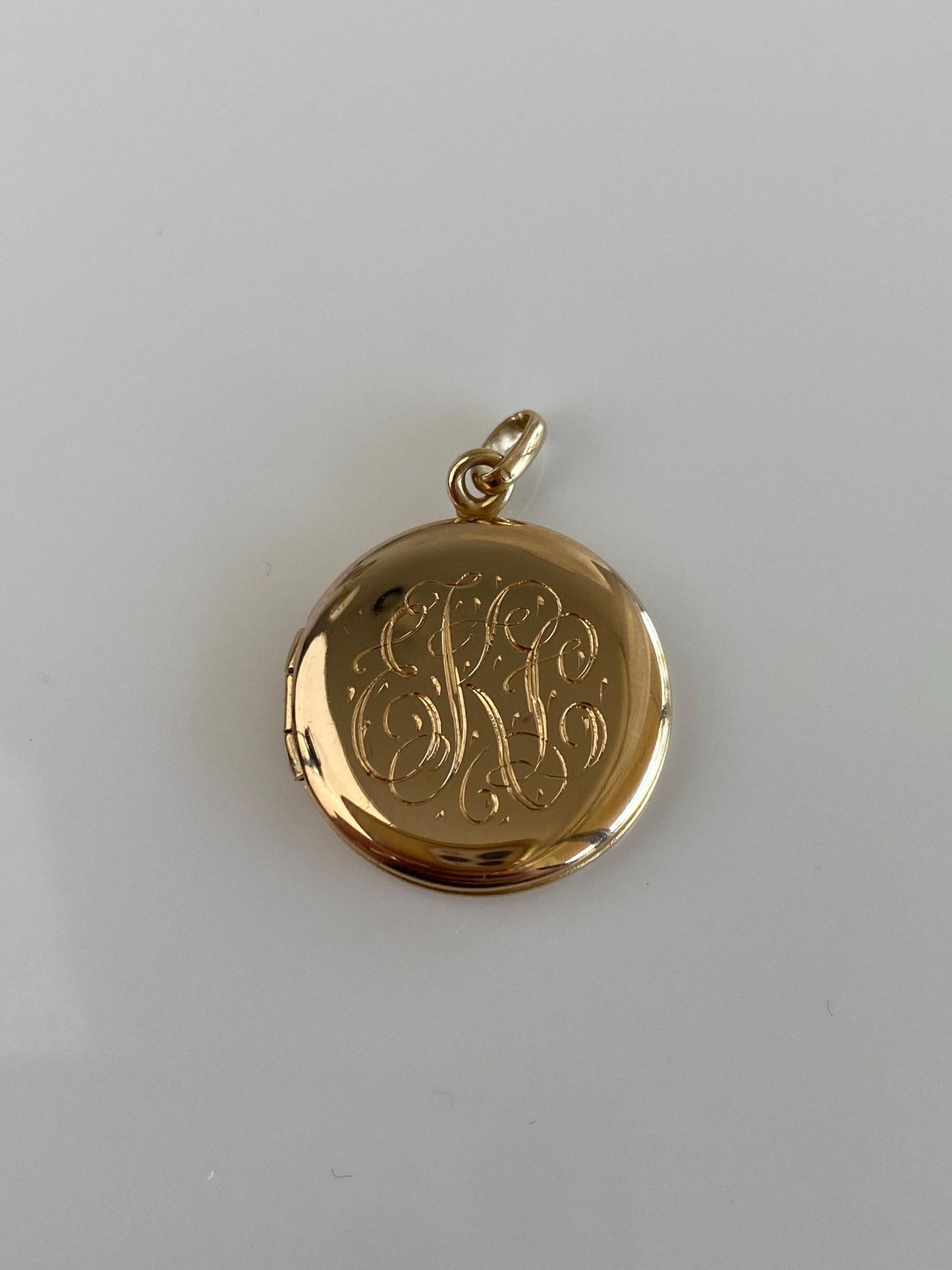 Vintage Solid 14k Yellow Gold Monogram Locket Charm