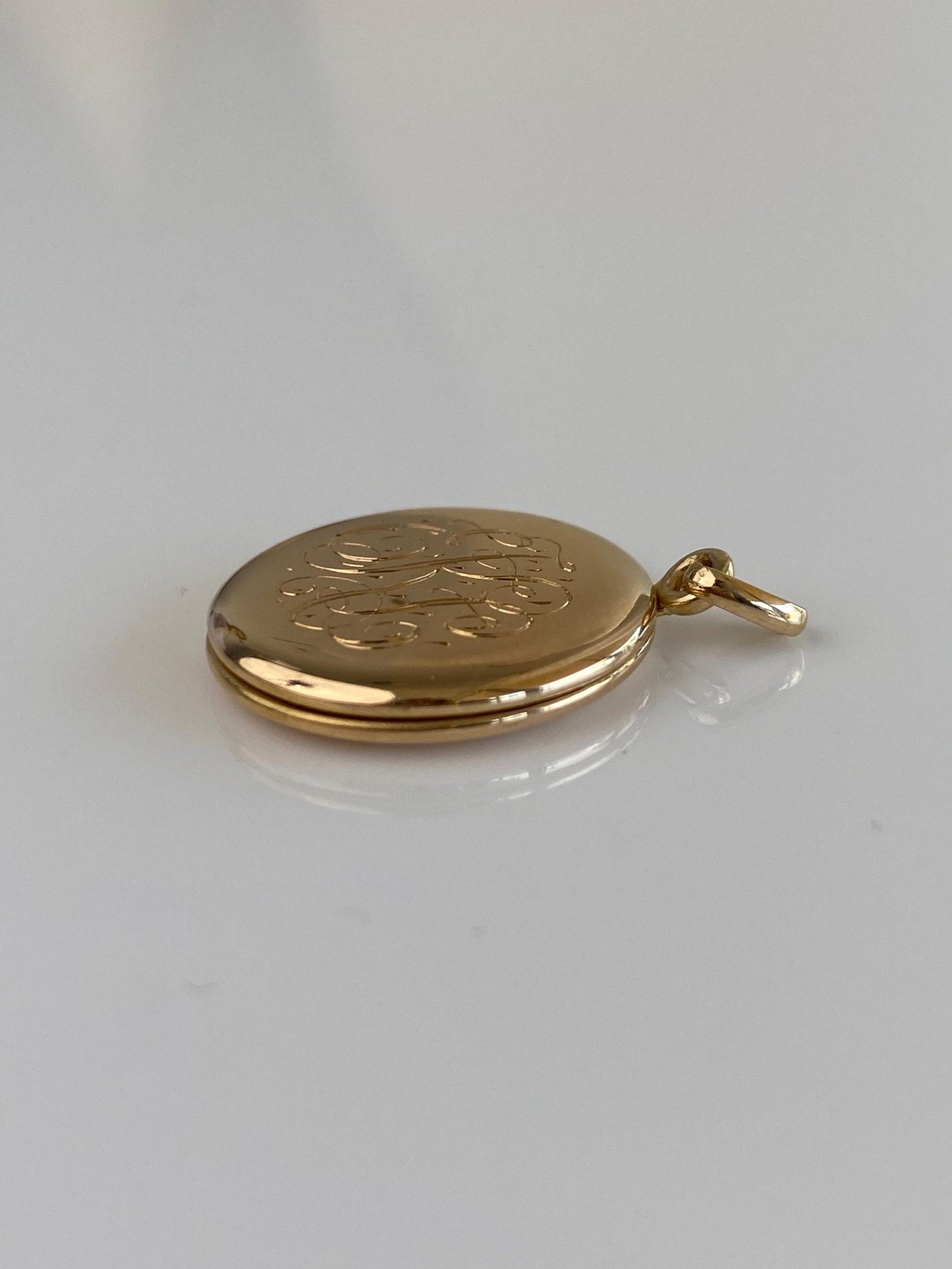 Vintage Solid 14k Yellow Gold Monogram Locket Charm