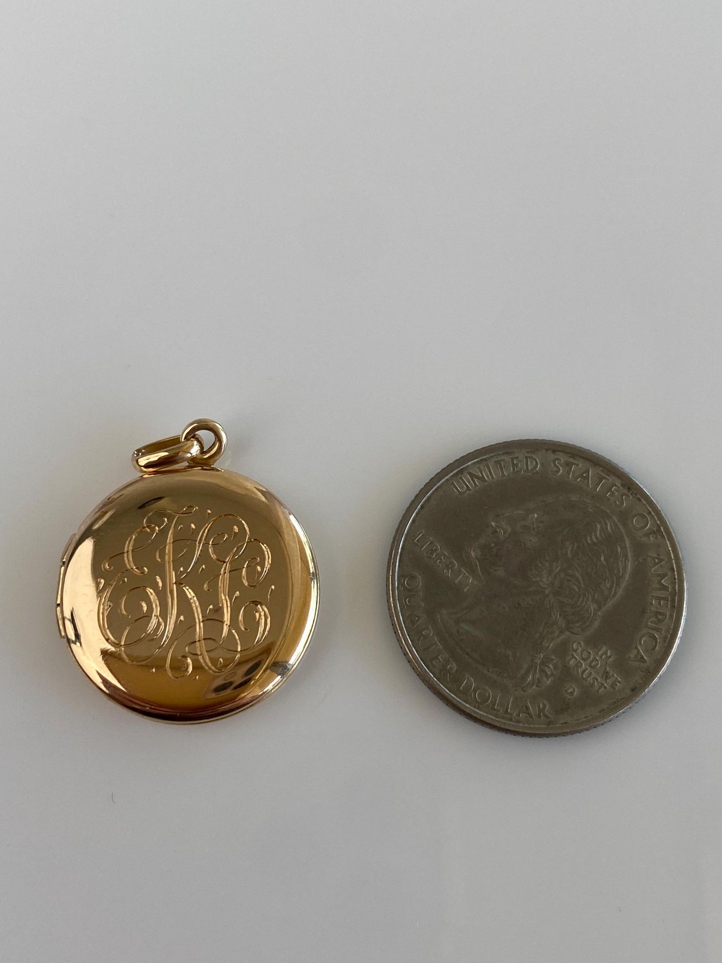 Vintage Solid 14k Yellow Gold Monogram Locket Charm