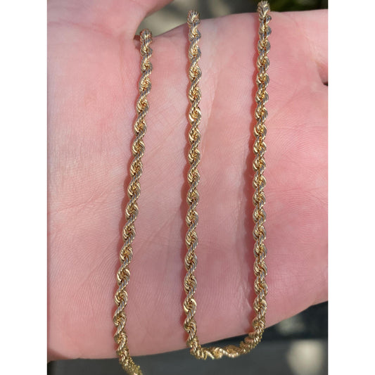 Vintage Solid 10k Yellow Gold Chunky Rope Chain Necklace - 28 inches