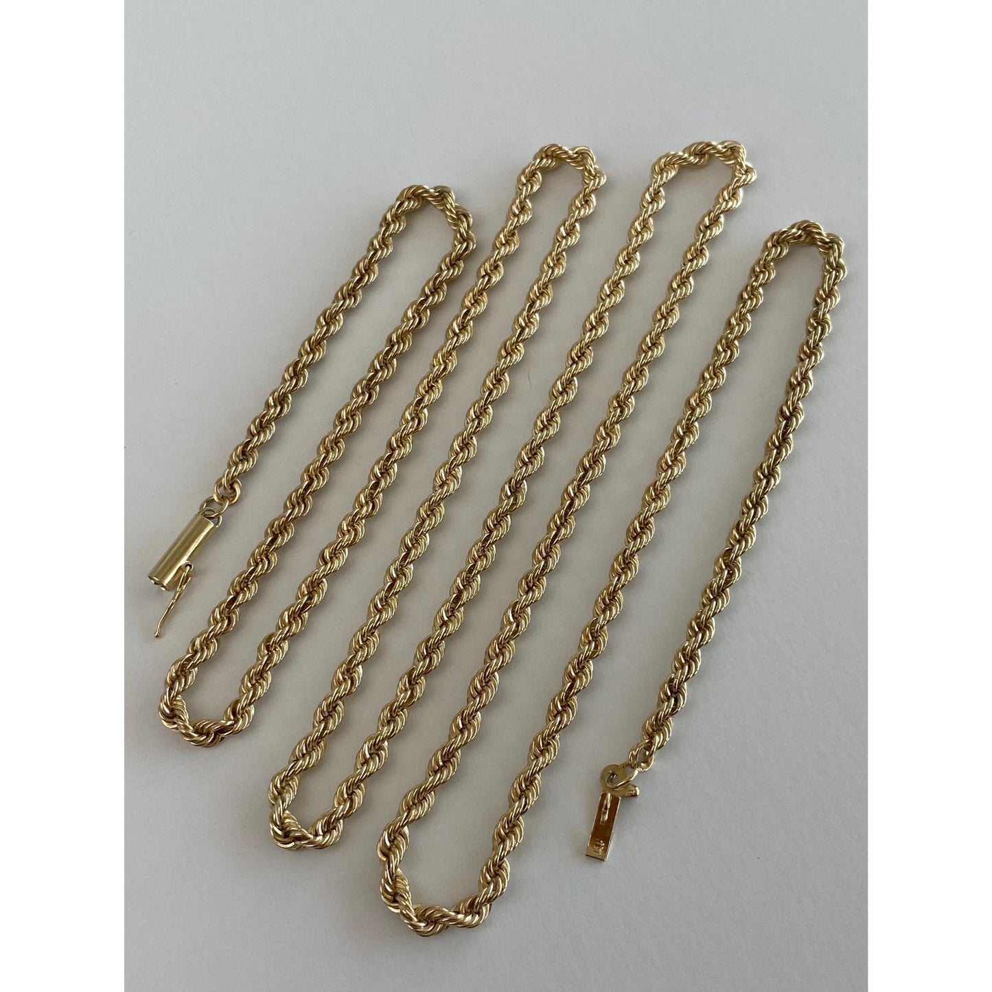 Vintage Solid 10k Yellow Gold Chunky Rope Chain Necklace - 28 inches