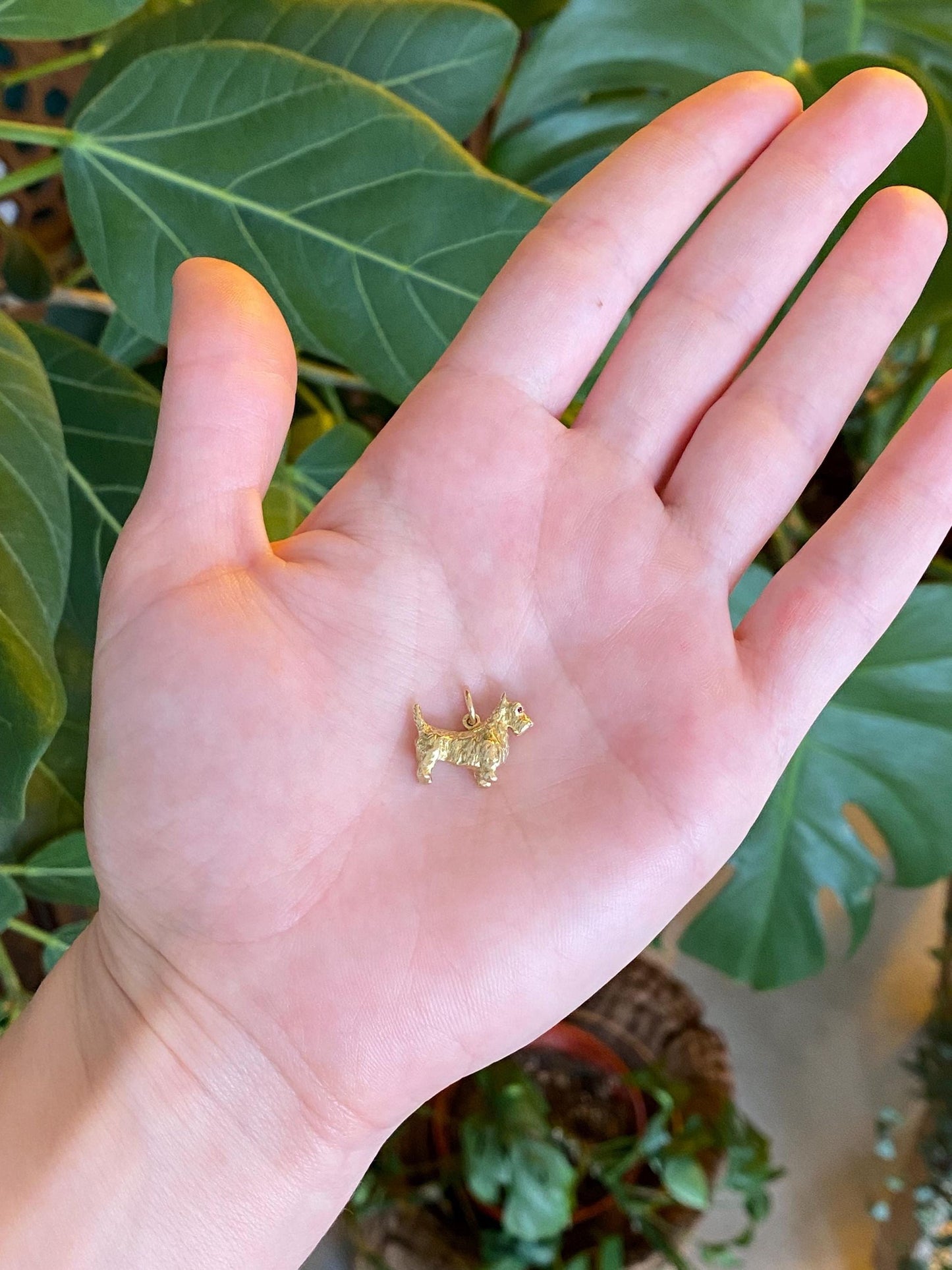Vintage Solid 14k Yellow Gold Scotty Dog Charm