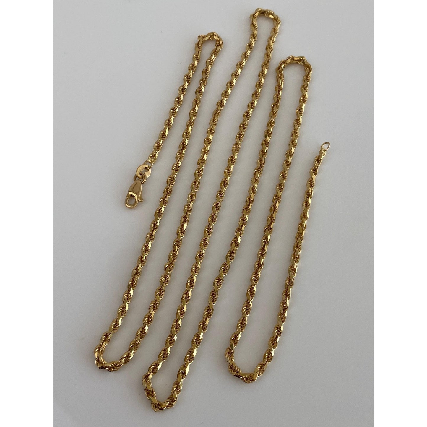 Vintage Solid 14k Yellow Gold Diamond Cut Rope Chain Necklace - 30 inches