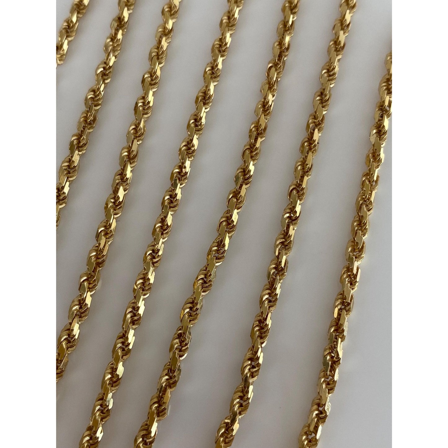Vintage Solid 14k Yellow Gold Diamond Cut Rope Chain Necklace - 30 inches
