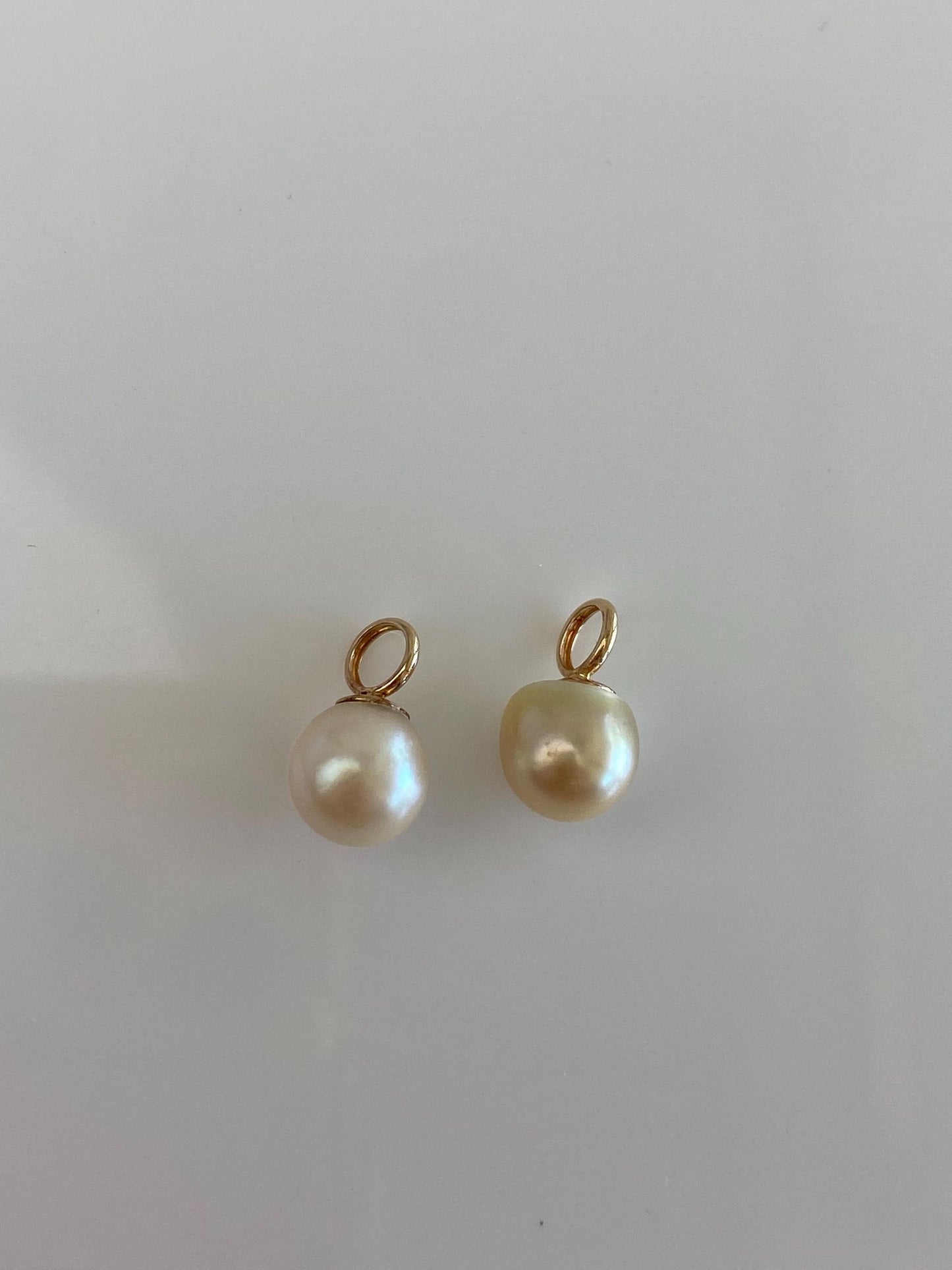 Vintage 14k Yellow Gold Pearl Hoop Charms