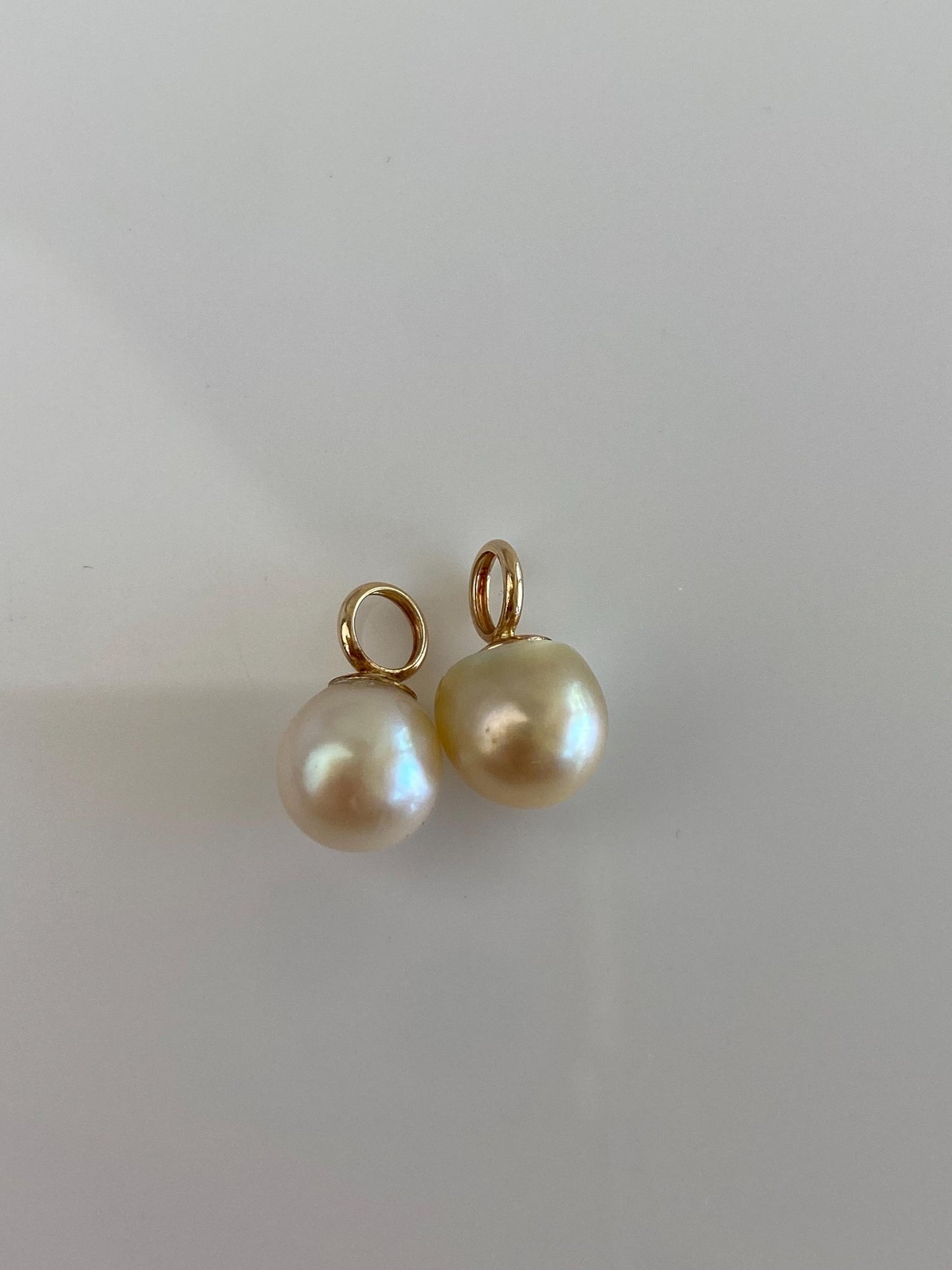 Vintage 14k Yellow Gold Pearl Hoop Charms