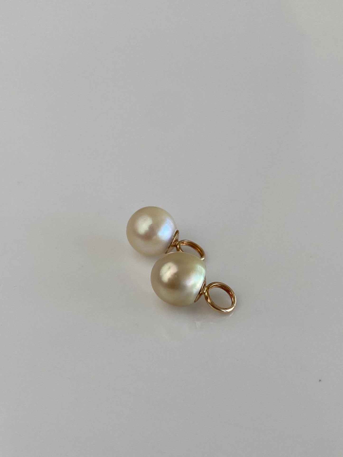Vintage 14k Yellow Gold Pearl Hoop Charms