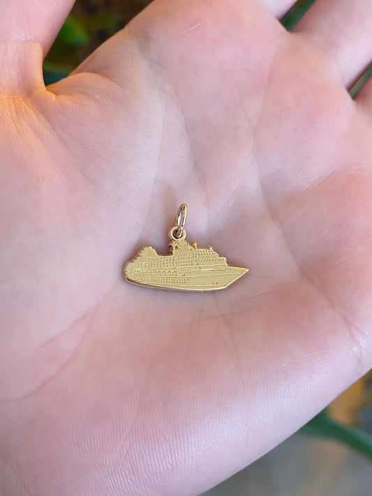 Vintage Solid 14k Yellow Gold Cruise Ship Charm