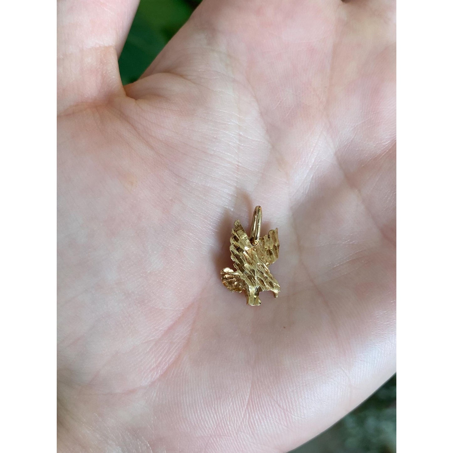 Vintage Solid 10k Yellow Gold Diamond Cut Eagle Charm