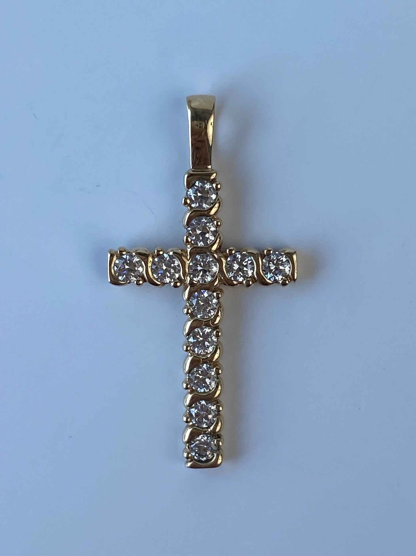 Vintage Solid 10k Yellow Gold Cubic Zirconia Cross Charm