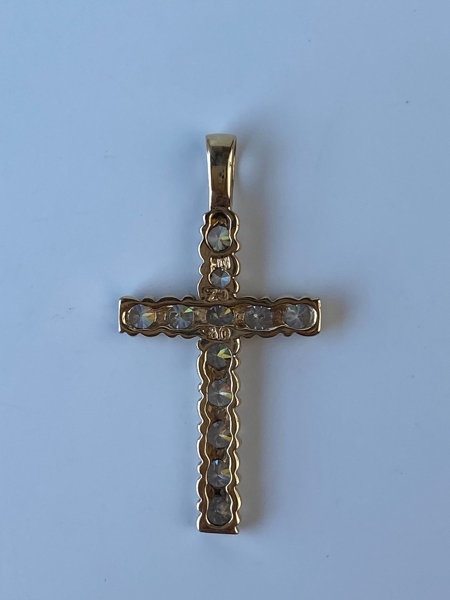 Vintage Solid 10k Yellow Gold Cubic Zirconia Cross Charm