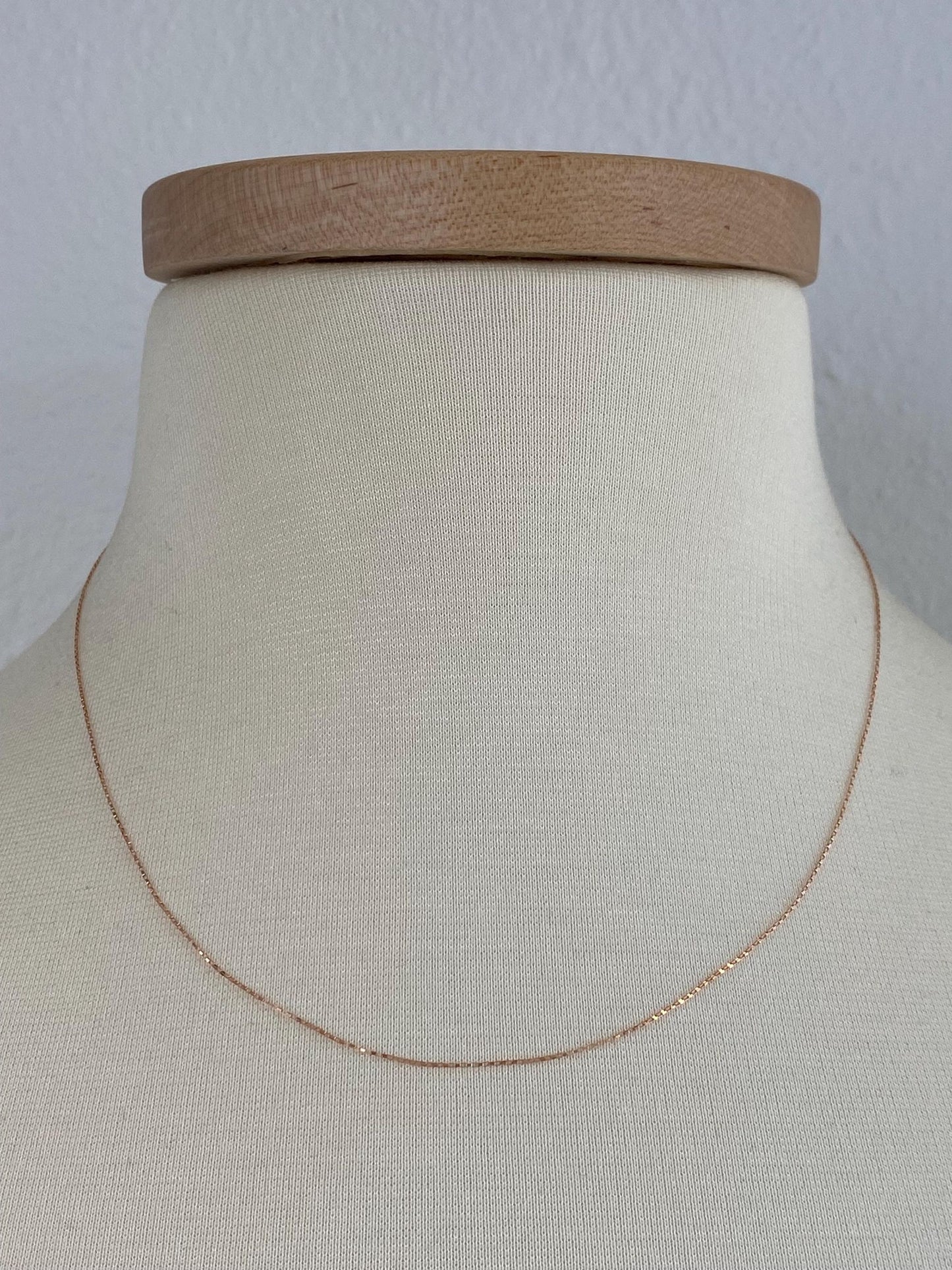 Vintage Solid 14k Rose Gold Elongated Box Chain Necklace - 18 inches