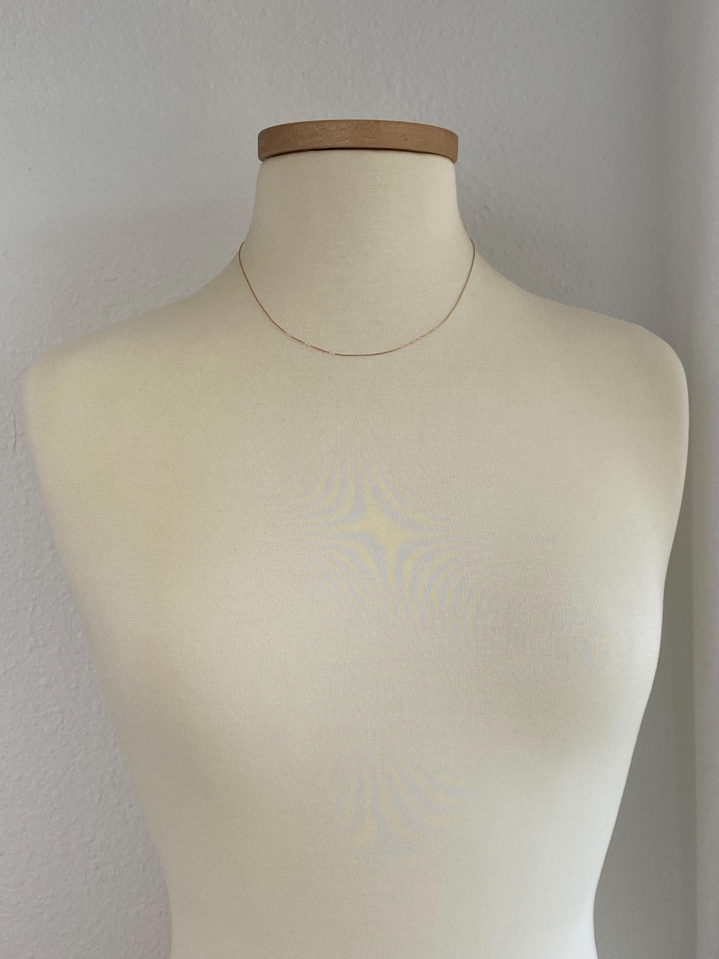 Vintage Solid 14k Rose Gold Elongated Box Chain Necklace - 18 inches