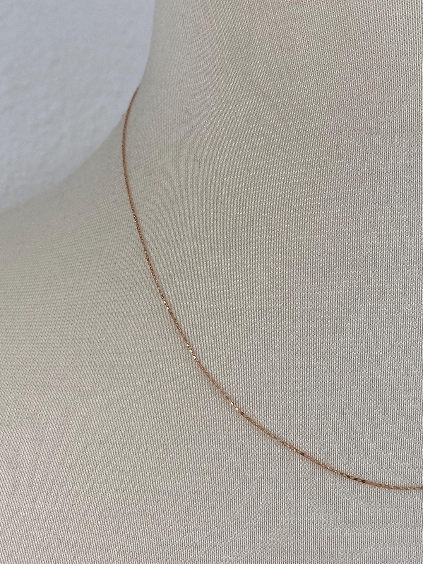 Vintage Solid 14k Rose Gold Elongated Box Chain Necklace - 18 inches