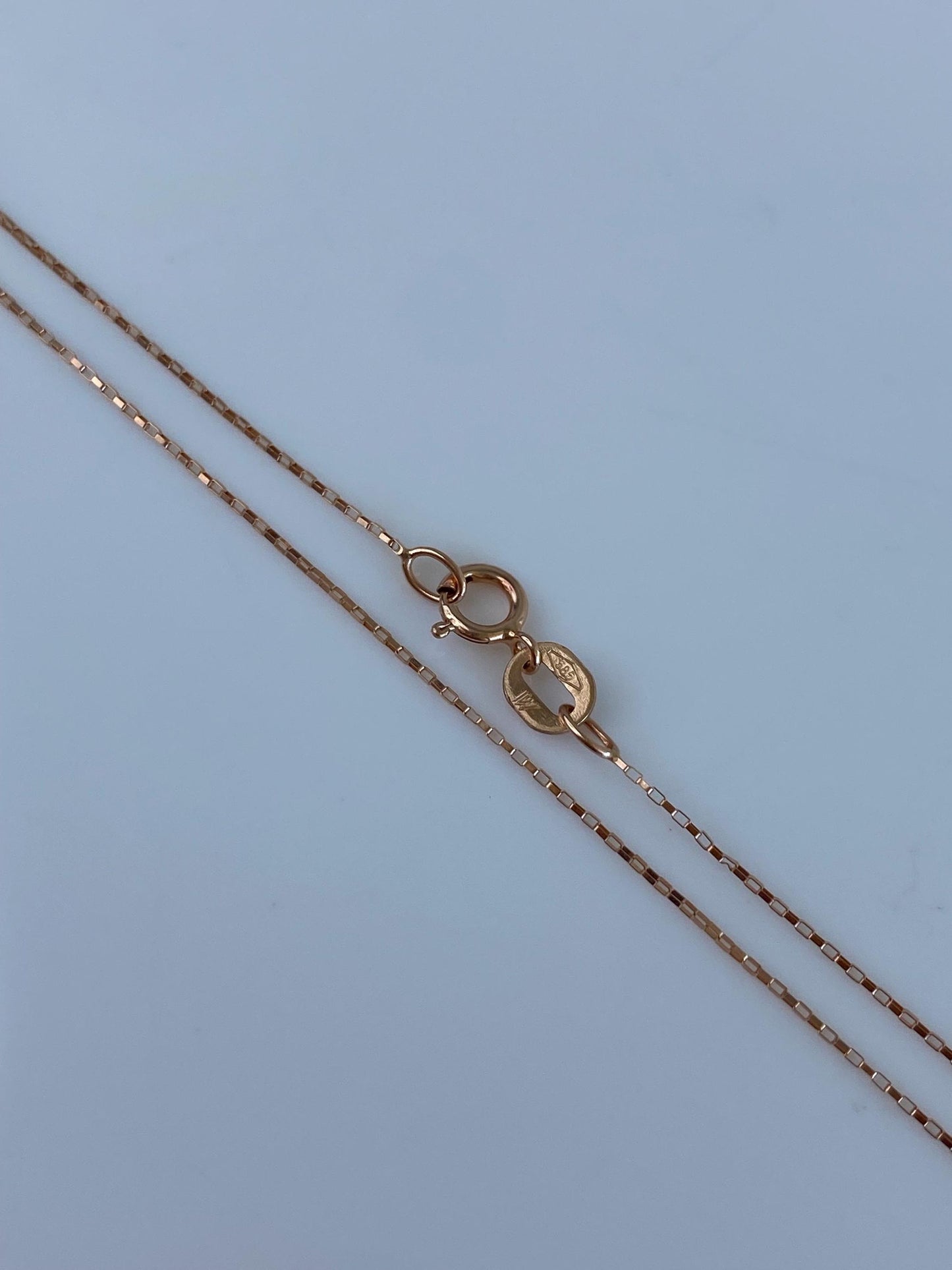 Vintage Solid 14k Rose Gold Elongated Box Chain Necklace - 18 inches