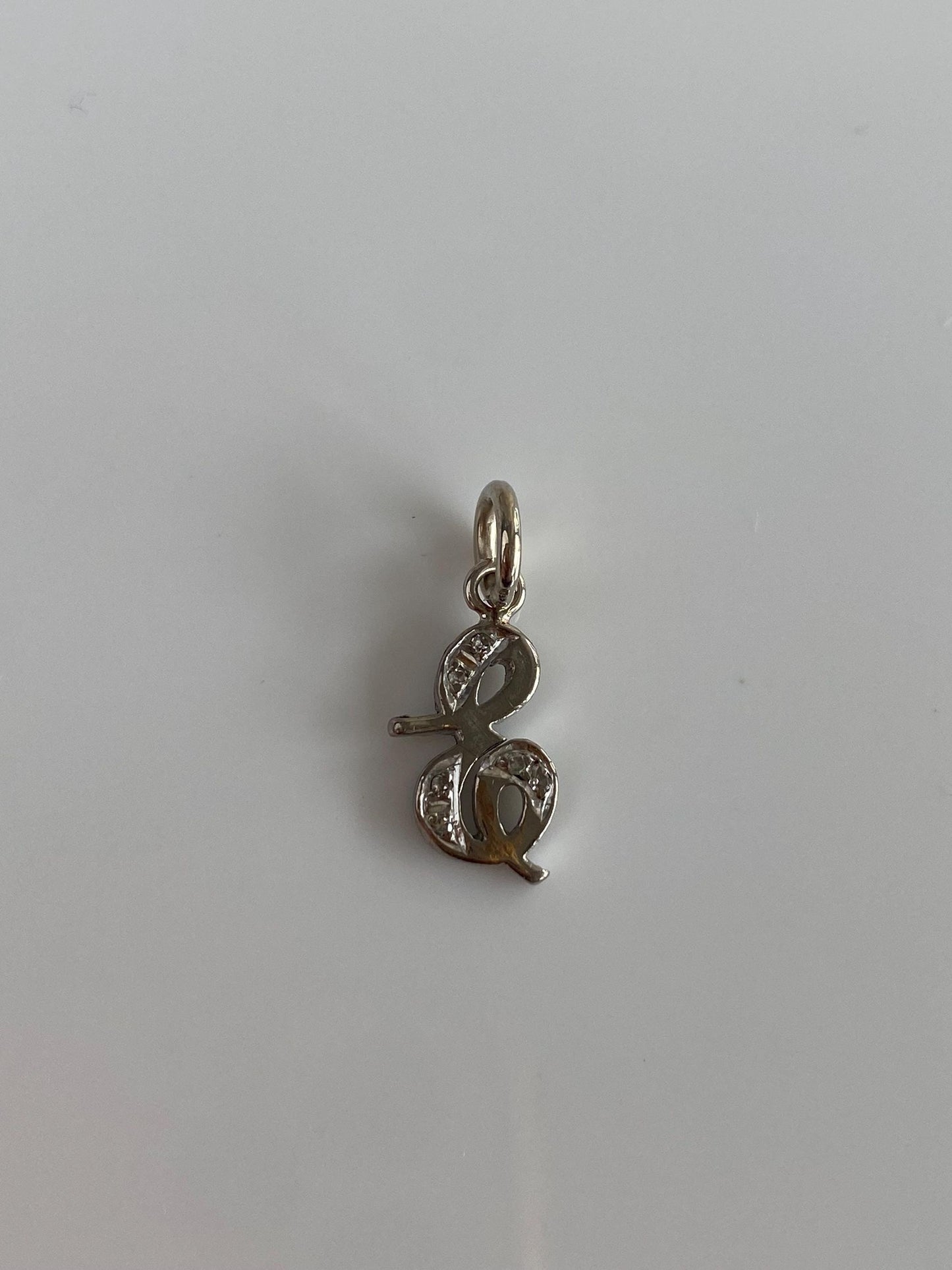 Vintage Solid 14k White Gold Diamond Initial 'E' Charm