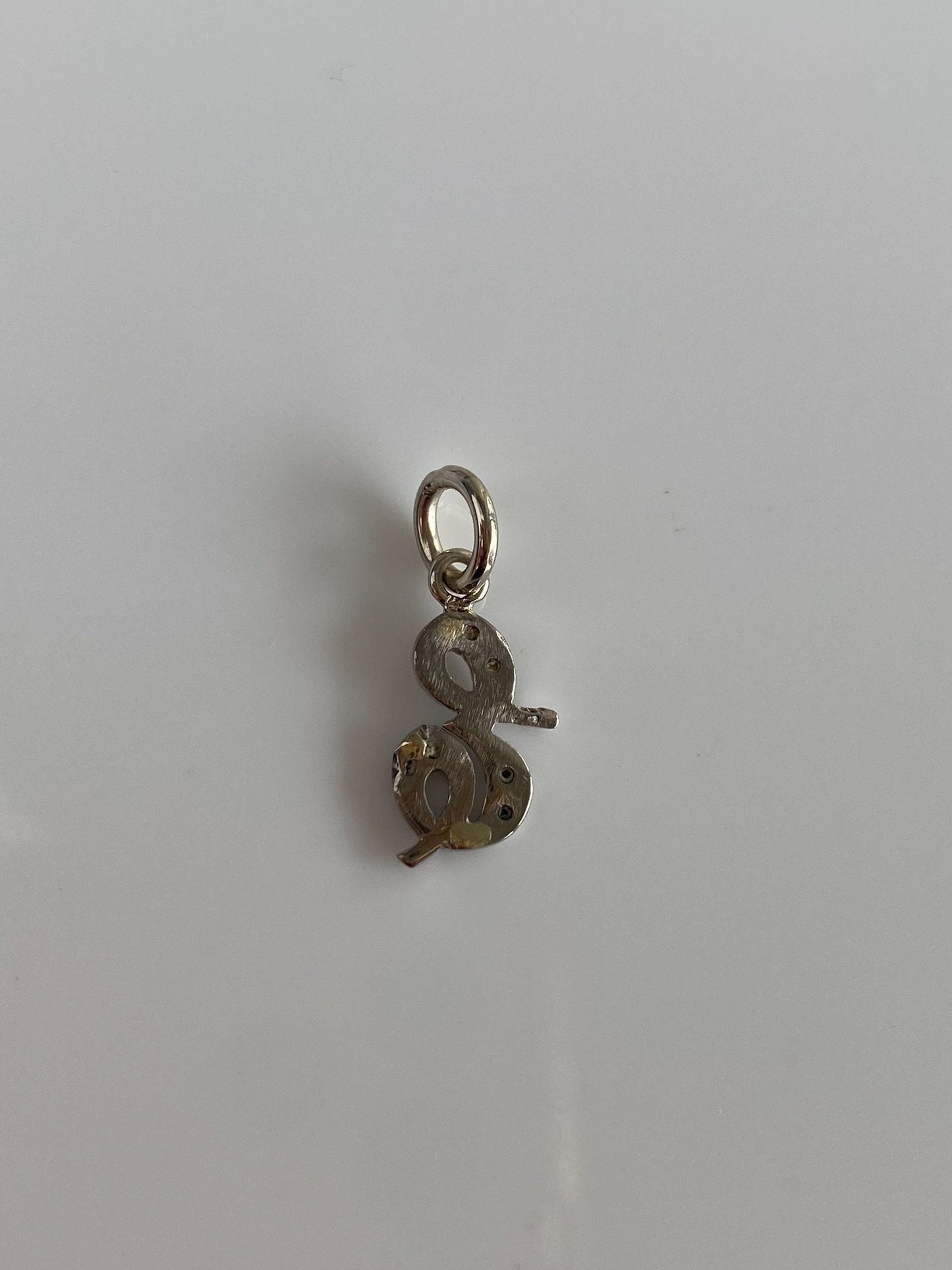 Vintage Solid 14k White Gold Diamond Initial 'E' Charm