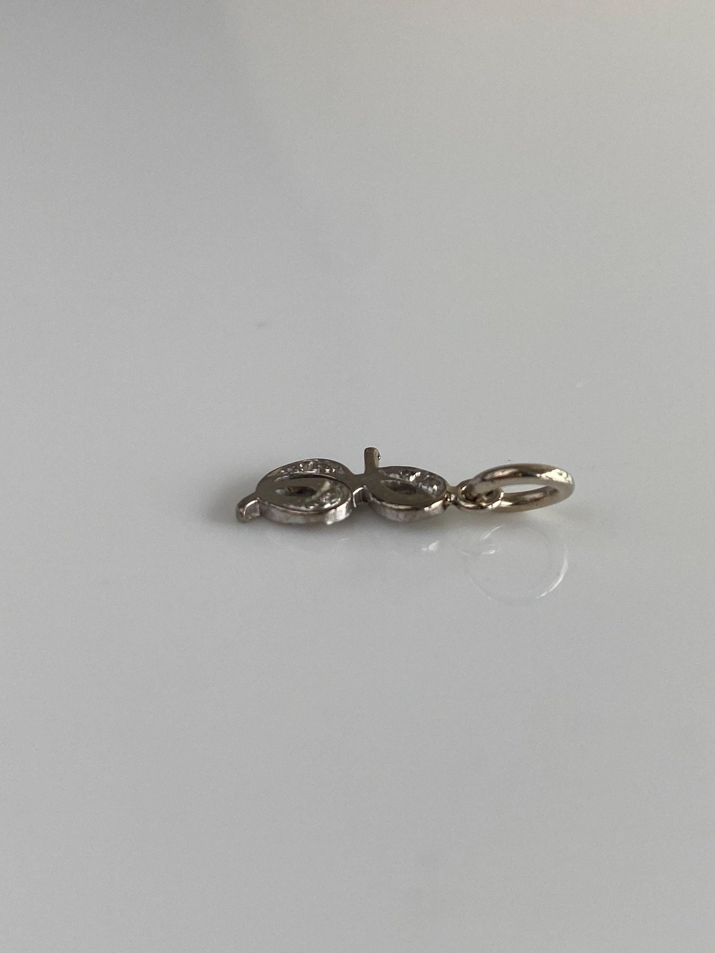 Vintage Solid 14k White Gold Diamond Initial 'E' Charm