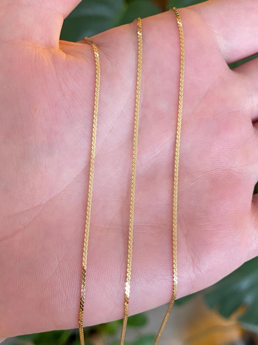 Vintage Solid 14k Yellow Gold Long Serpentine Chain Necklace - 30 inches