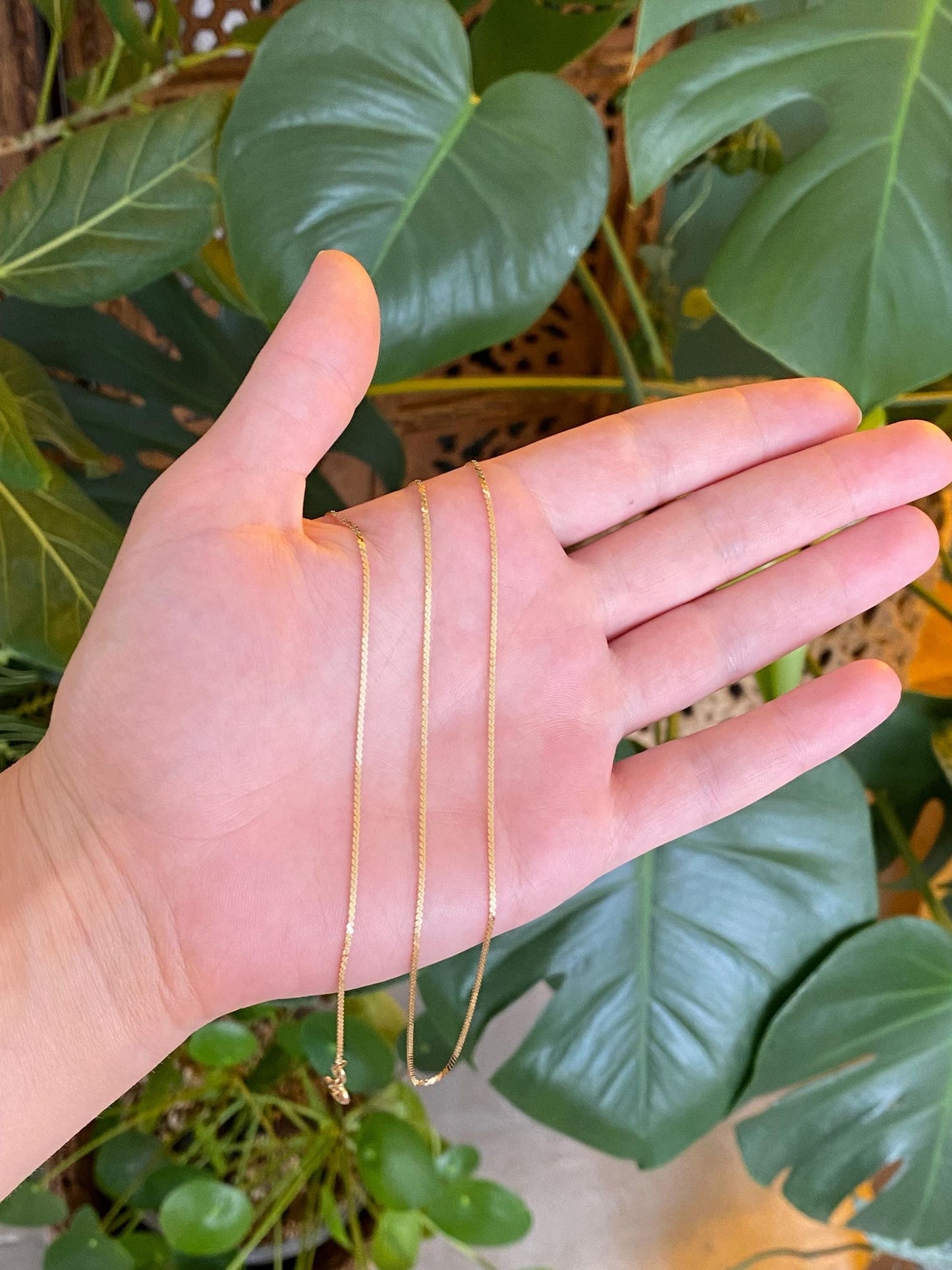 Vintage Solid 14k Yellow Gold Long Serpentine Chain Necklace - 30 inches