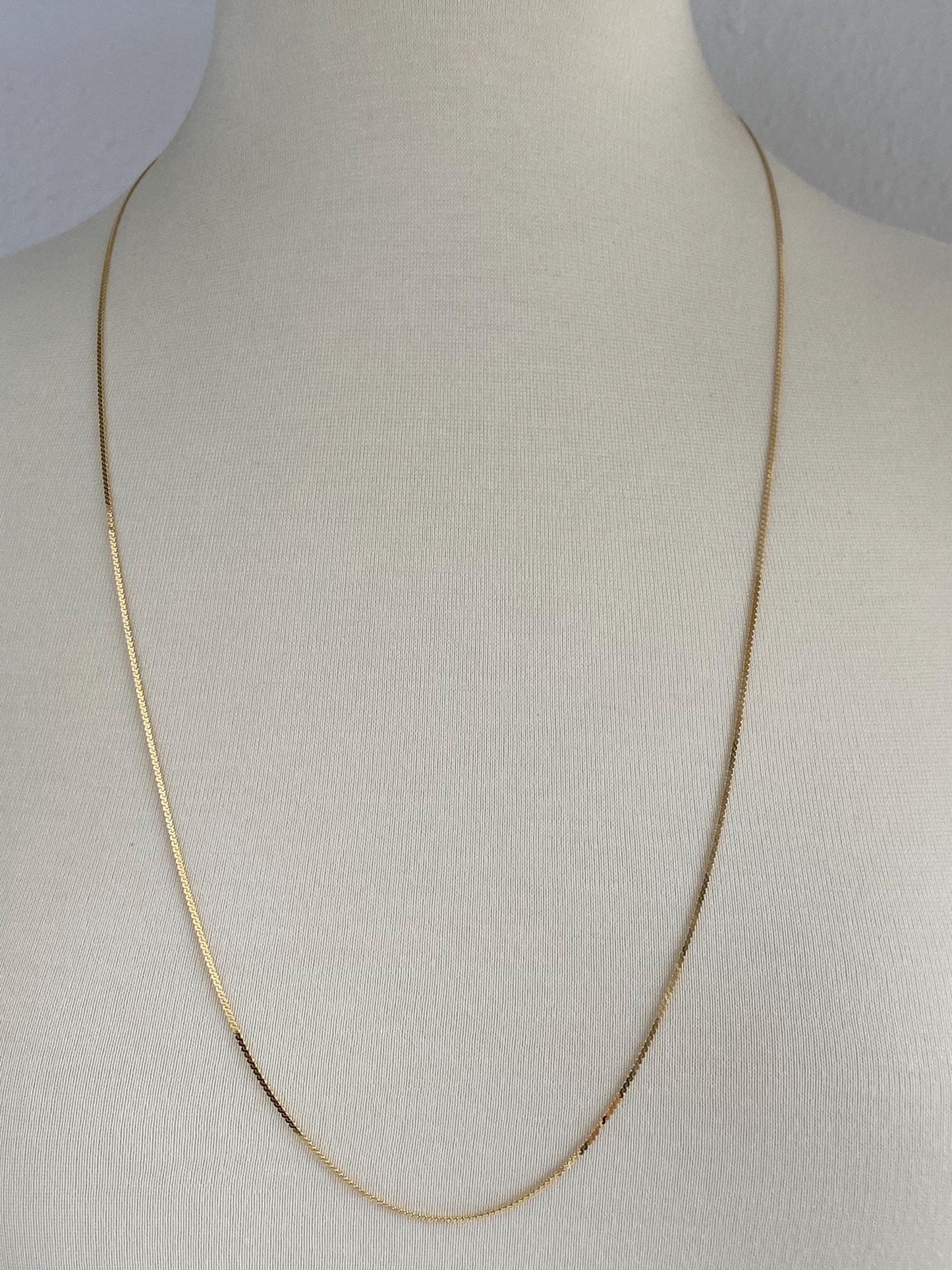 Vintage Solid 14k Yellow Gold Long Serpentine Chain Necklace - 30 inches