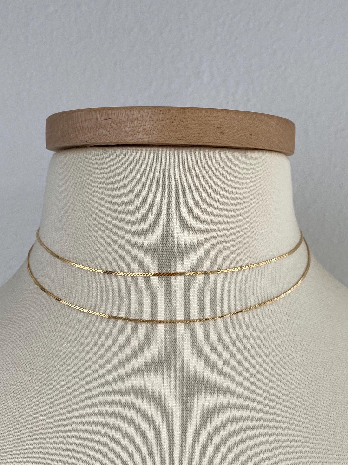 Vintage Solid 14k Yellow Gold Long Serpentine Chain Necklace - 30 inches