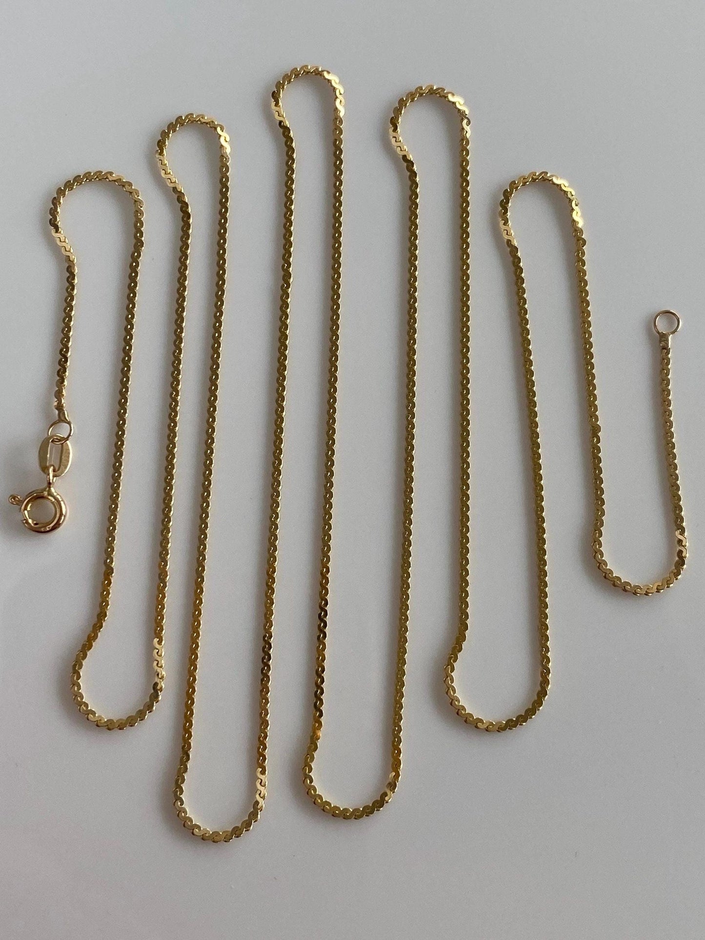 Vintage Solid 14k Yellow Gold Long Serpentine Chain Necklace - 30 inches