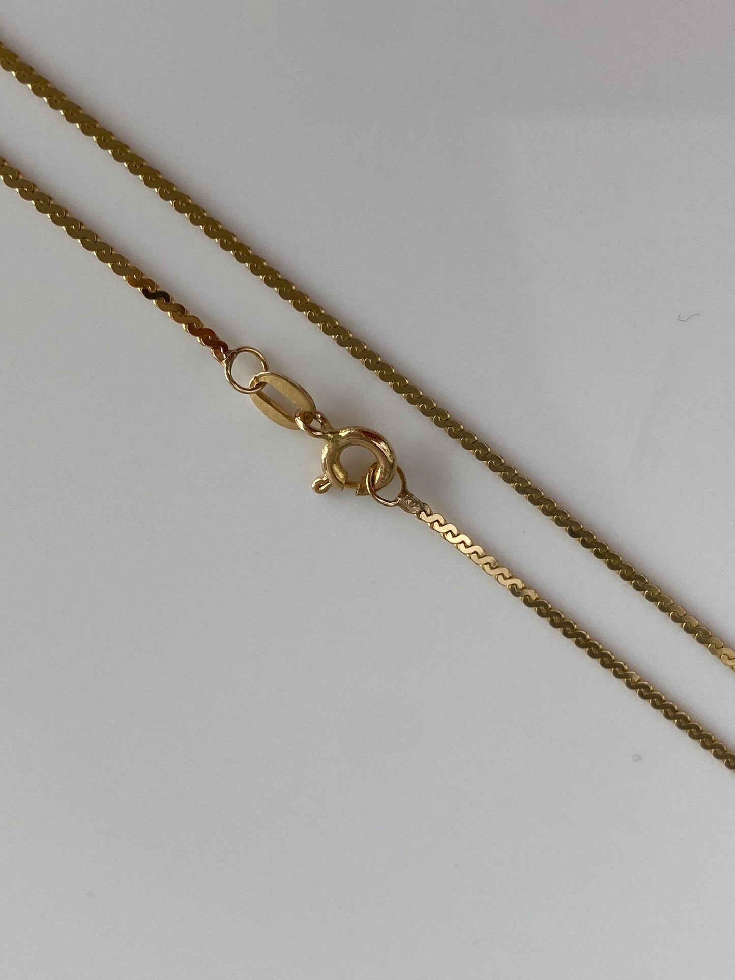 Vintage Solid 14k Yellow Gold Long Serpentine Chain Necklace - 30 inches