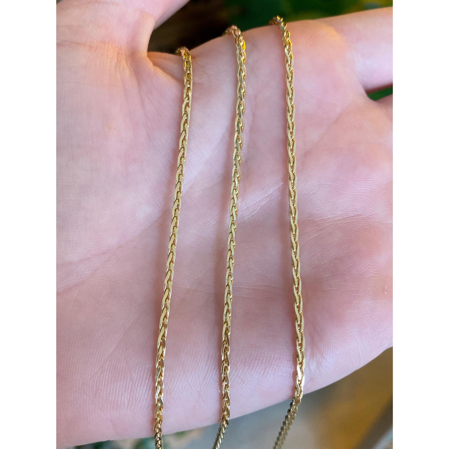 Solid 14k Yellow Gold Square Wheat Chain Necklace - 31.75 inches