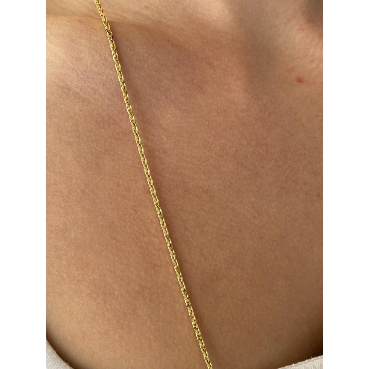 Solid 14k Yellow Gold Square Wheat Chain Necklace - 31.75 inches