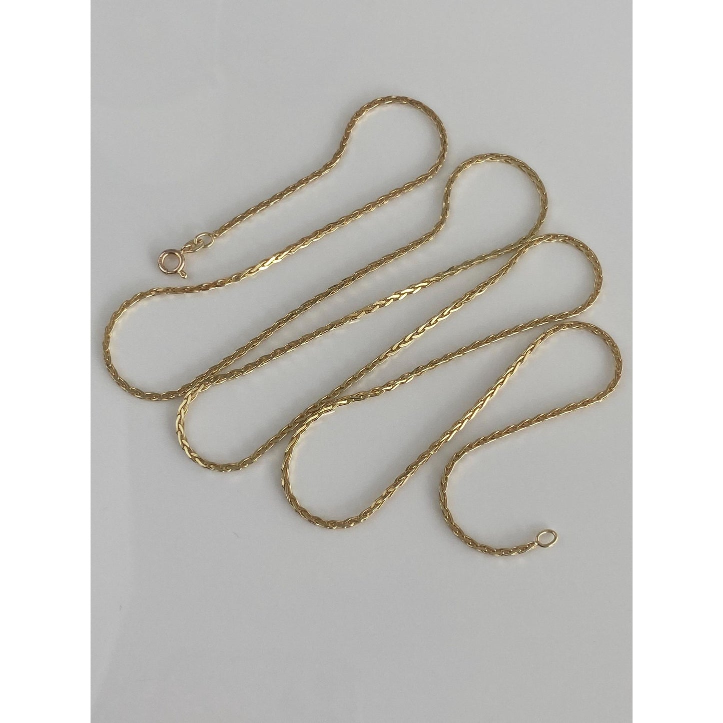 Solid 14k Yellow Gold Square Wheat Chain Necklace - 31.75 inches