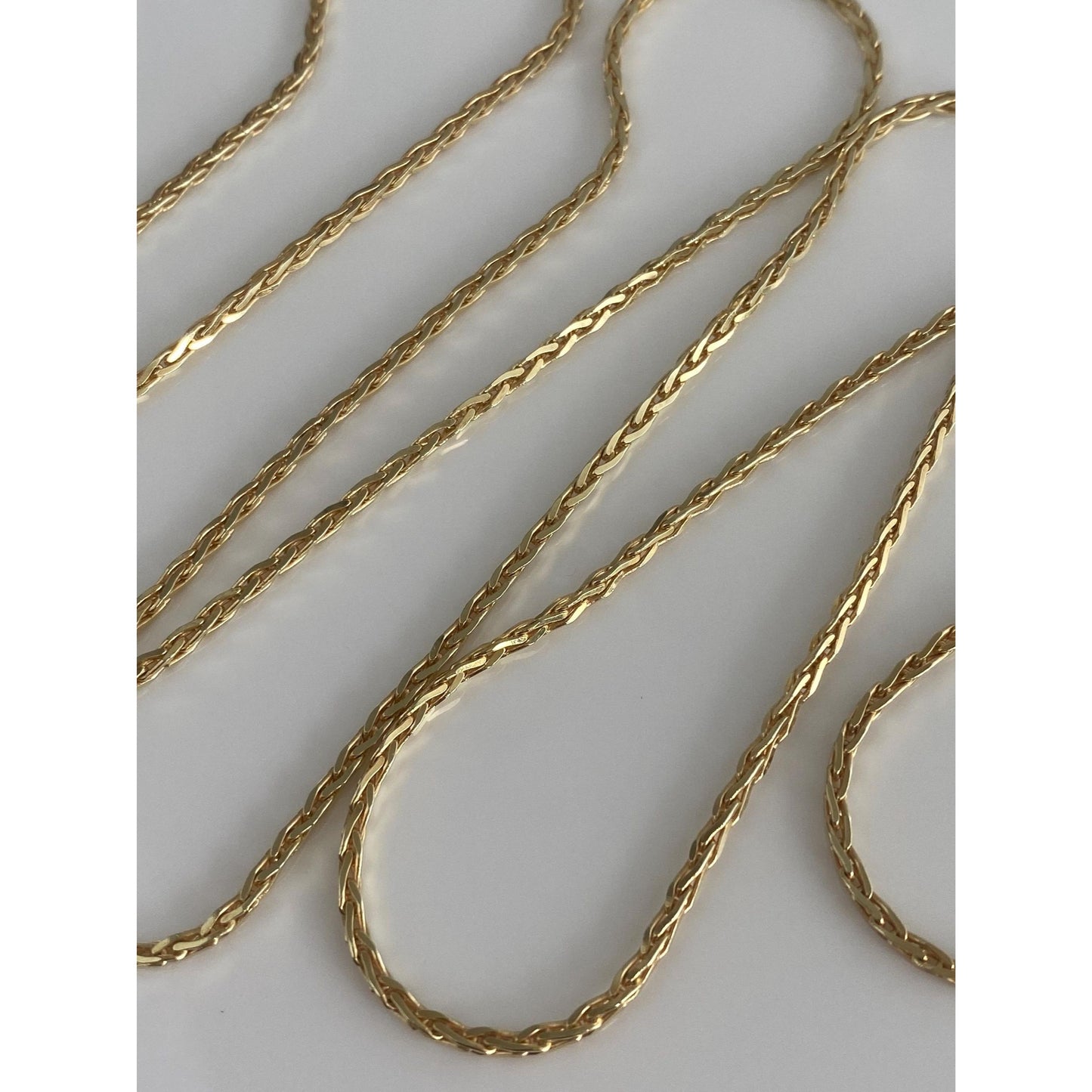 Solid 14k Yellow Gold Square Wheat Chain Necklace - 31.75 inches