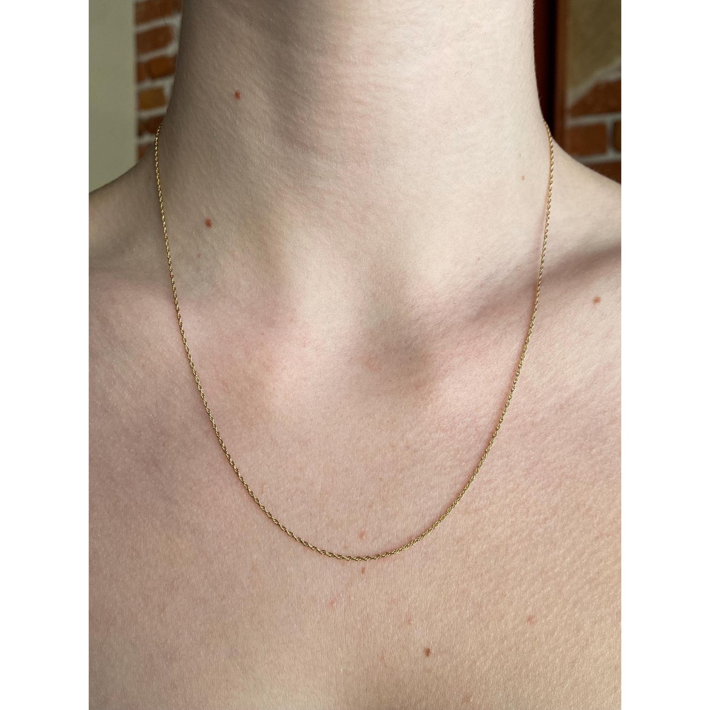Vintage Solid 14k Yellow Gold Dainty Chain Necklace - 18.5 inches