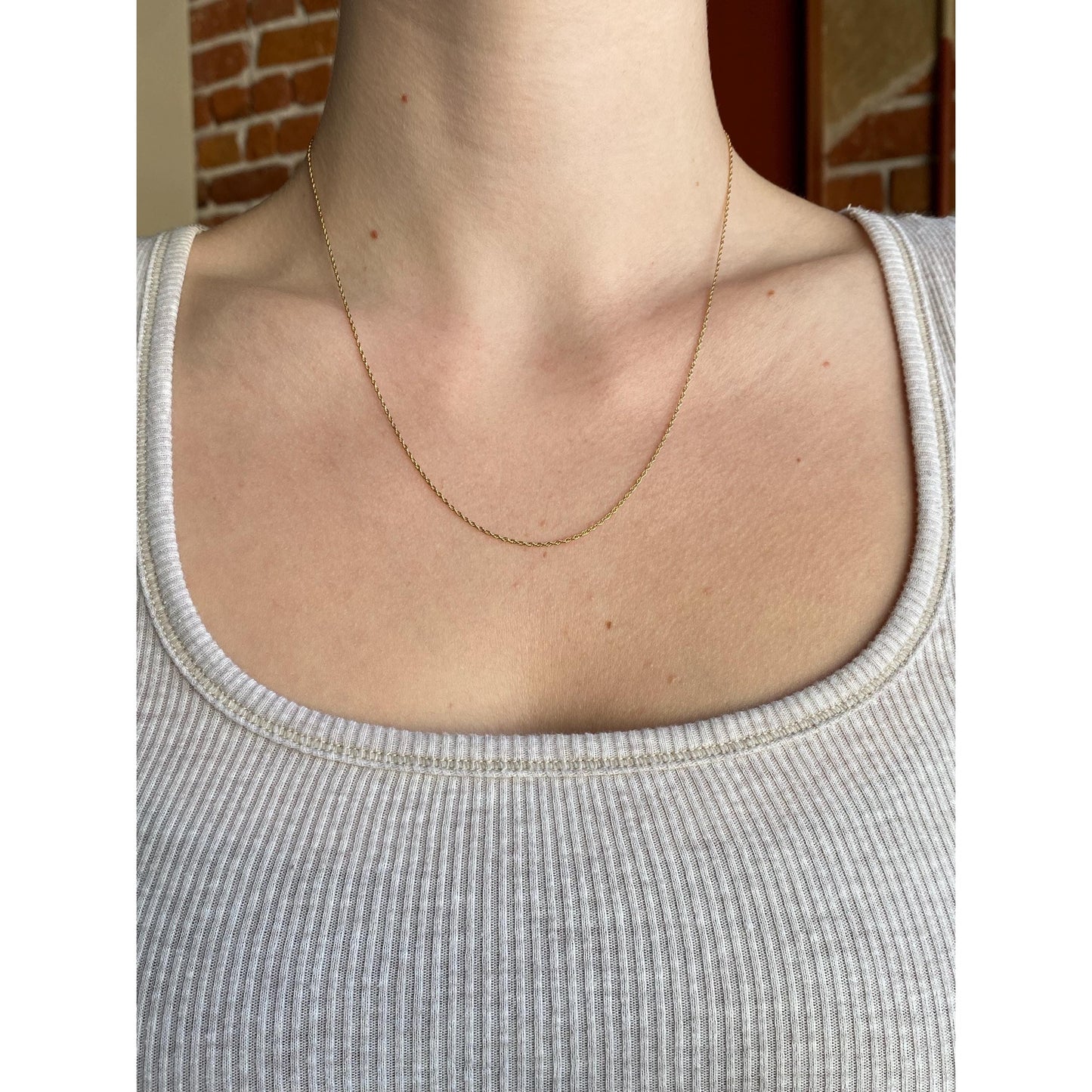 Vintage Solid 14k Yellow Gold Dainty Chain Necklace - 18.5 inches