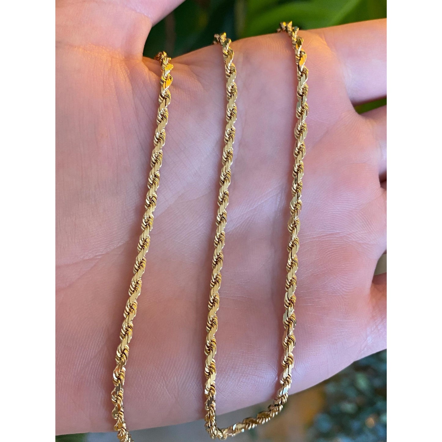 Vintage Solid 14k Yellow Gold Diamond Cut Rope Chain Necklace - 22 inches