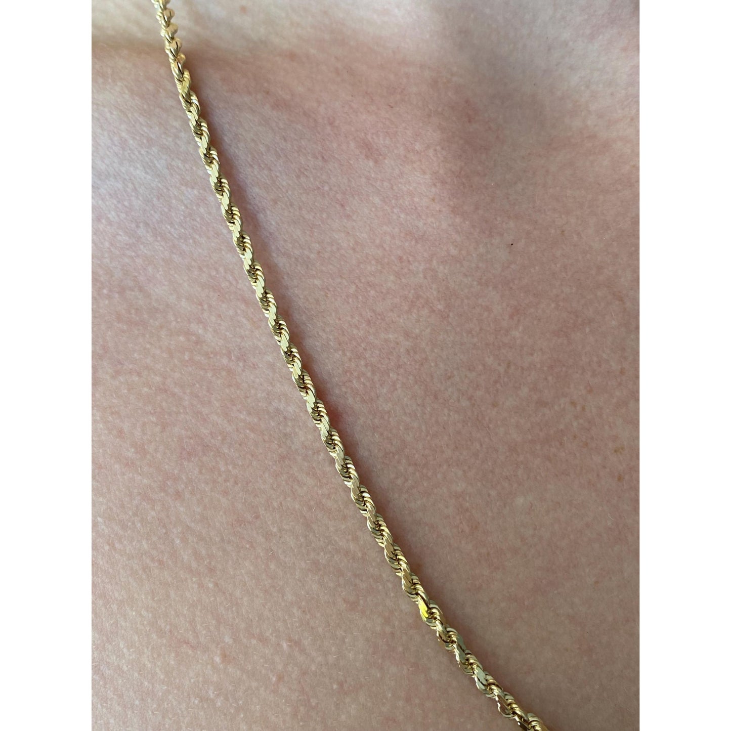 Vintage Solid 14k Yellow Gold Diamond Cut Rope Chain Necklace - 22 inches